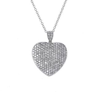 Sterling Silver Pave CZ Heart Necklace, Boutique-NWT